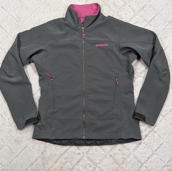 Patagonia Jacket Womens M Gray Forge Pink Adze Softshell Polartec Full Zip Hike - Picture 1 of 9